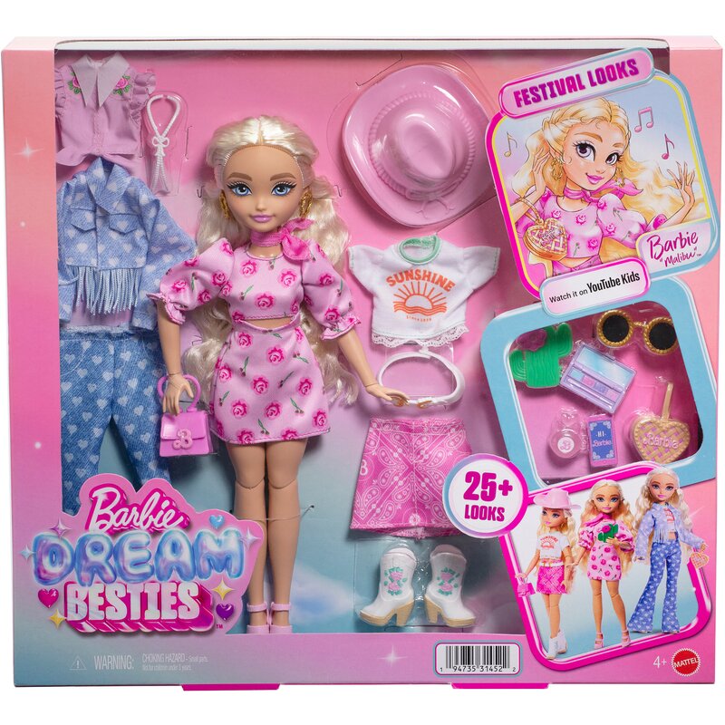 Lalka Barbie Dream Besties Festival Looks Malibu JGH87