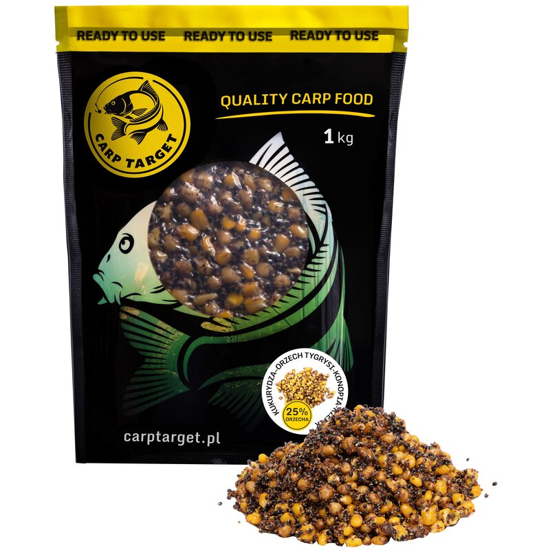 Zanęta CARP TARGET Mix ziaren Orzech Tygrysi Konopia Rzepik (1 kg)
