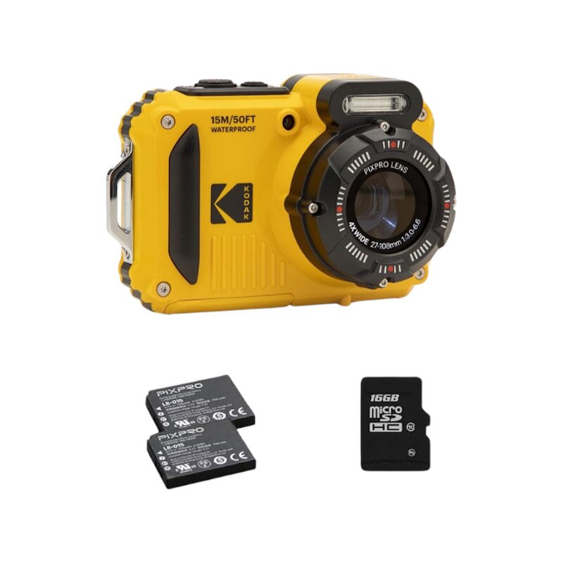 Aparat KODAK WPZ2 Żółty + 2 baterie + karta pamięci 16GB, 16.3Mpix, 4x zoom optyczny