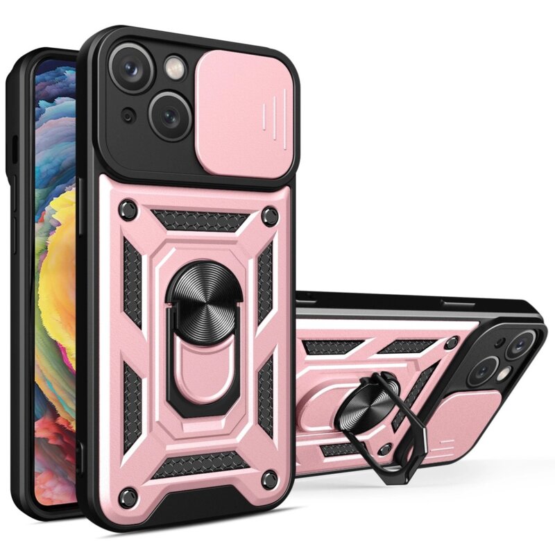 Etui HURTEL Hybrid Armor Camshield do Apple iPhone 15 Plus Różowy