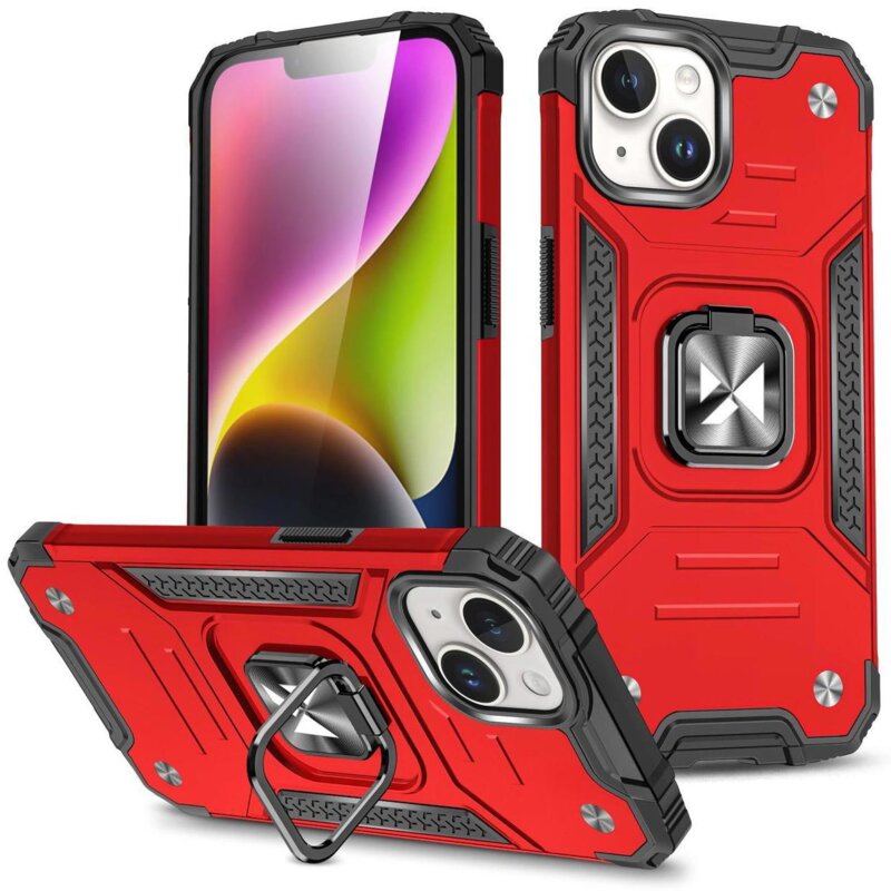 Etui WOZINSKY Ring Armor do Apple iPhone 15 Plus Czerwony