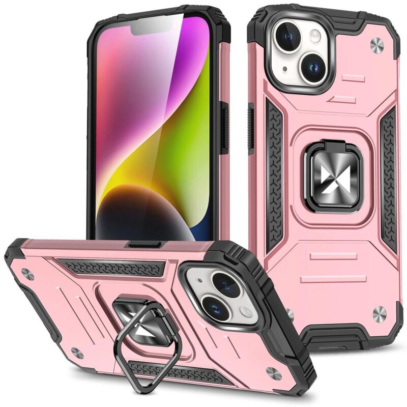 Etui WOZINSKY Ring Armor do Apple iPhone 15 Plus Różowe Złoto