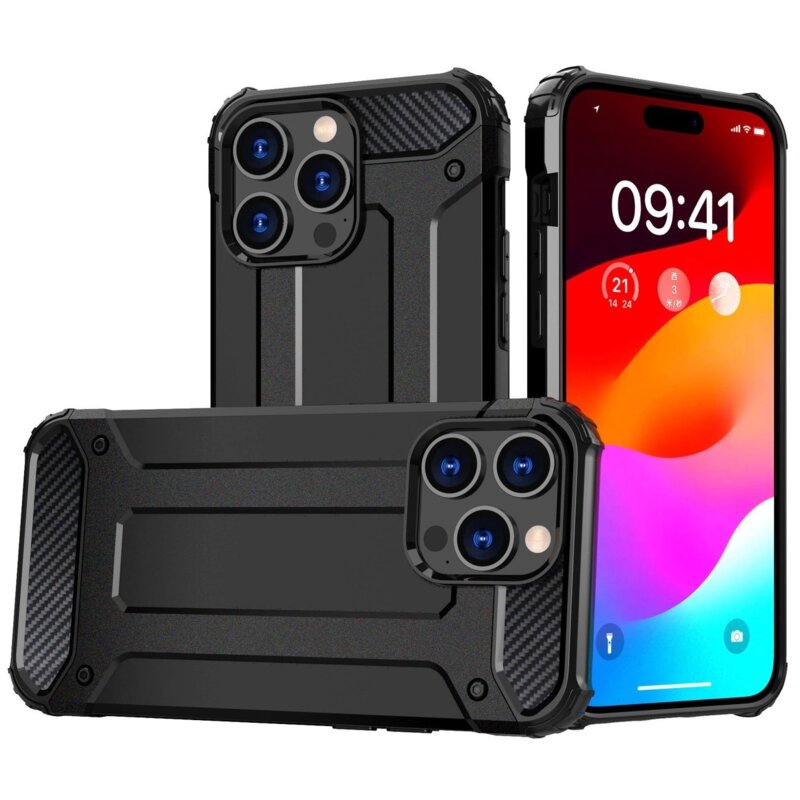 Etui HURTEL Hybrid Armor do Apple iPhone 15 Pro Czarny