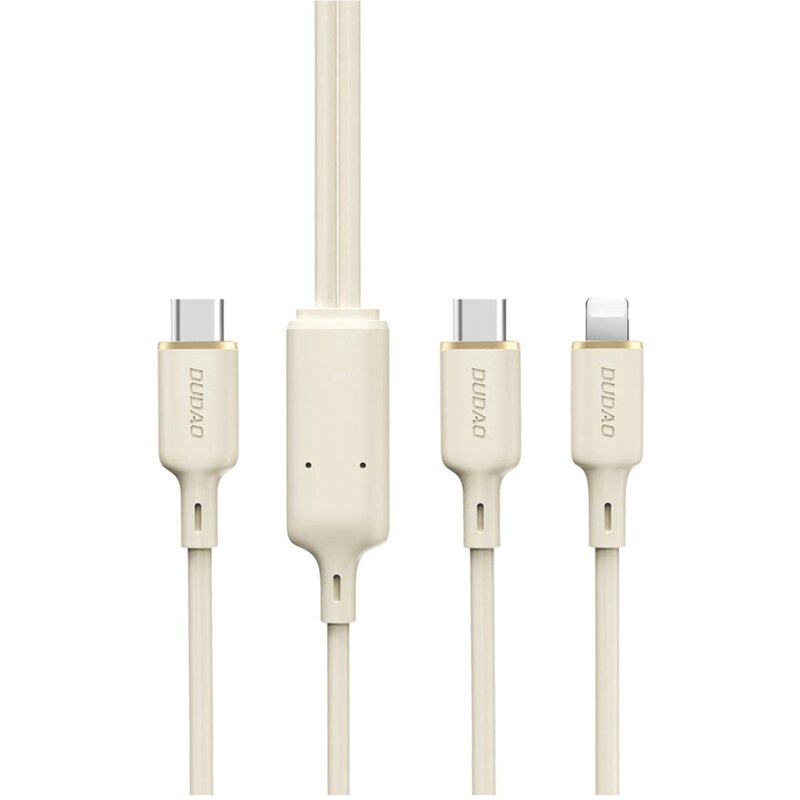 Kabel USB-C - USB-C/Lightning DUDAO 2w1 L7SF 100W 1.2 m Beżowy