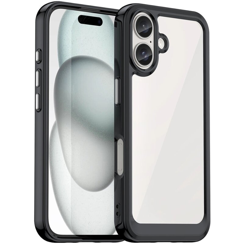 Etui HURTEL Outer Space Case do Apple iPhone 16 Plus Przezroczysto-czarny