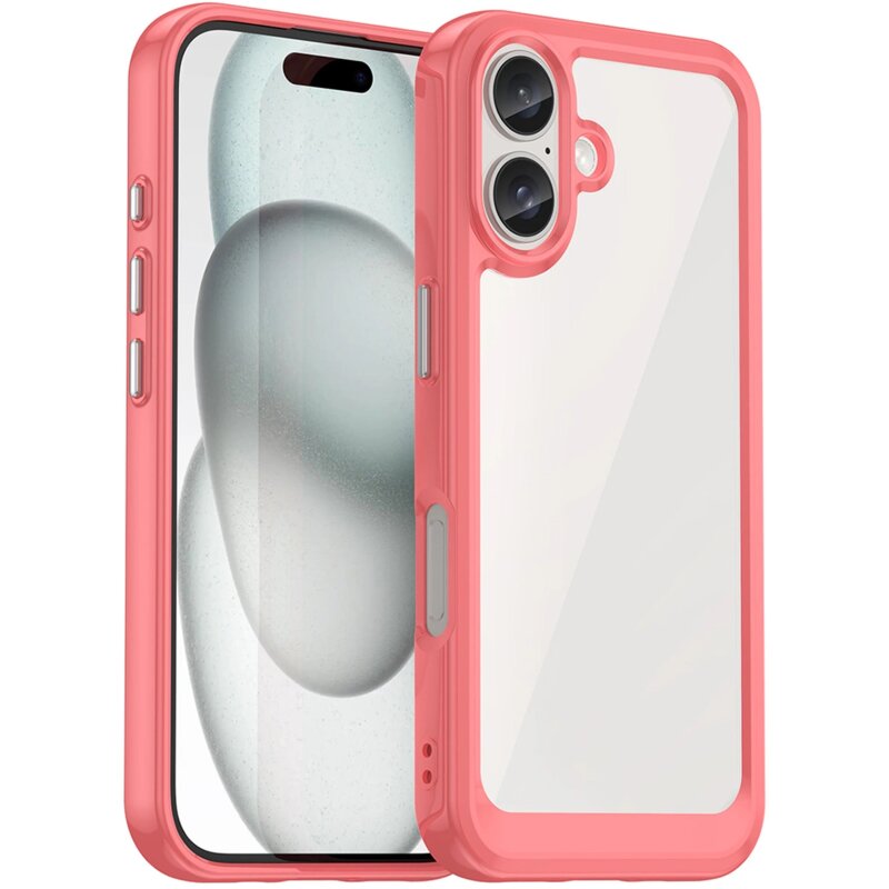 Etui HURTEL Outer Space Case do Apple iPhone 16 Przezroczysto-czerwony