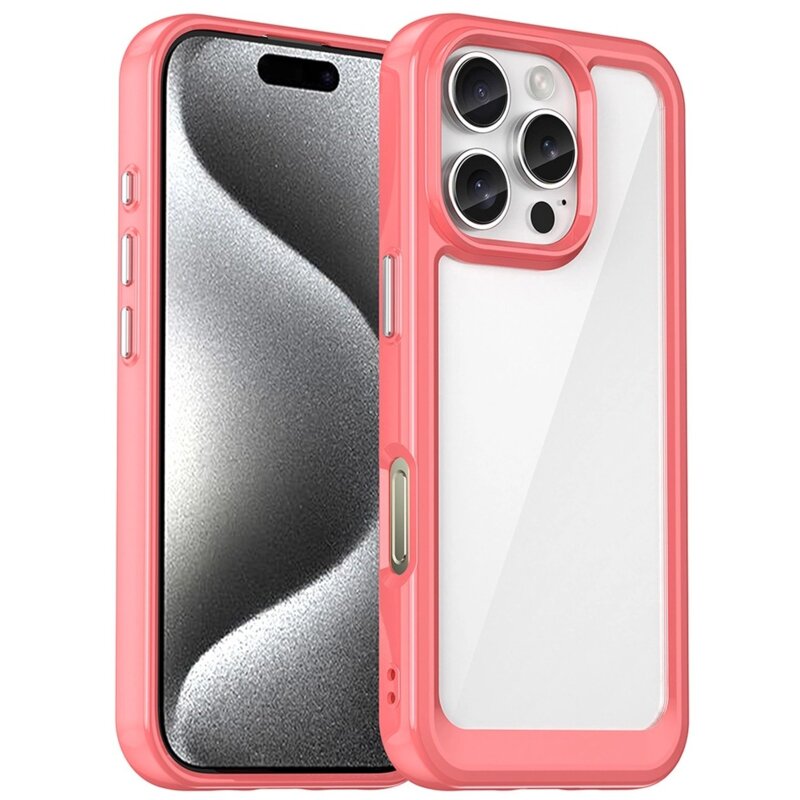 Etui HURTEL Outer Space Case do Apple iPhone 16 Pro Przezroczysto-czerwony