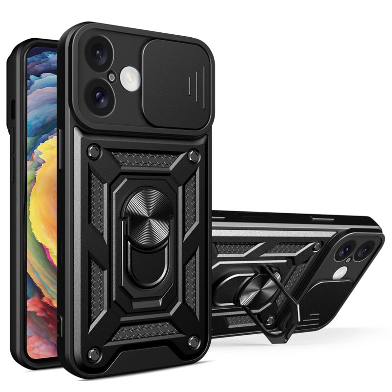 Etui HURTEL Hybrid Armor Camshield do Apple iPhone 16 Plus Czarny