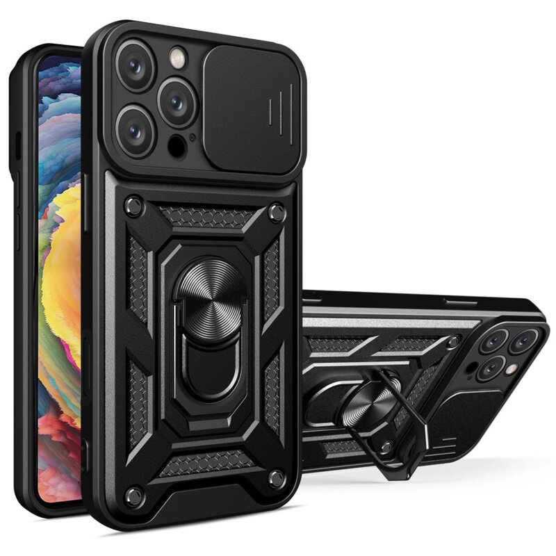 Etui HURTEL Hybrid Armor Camshield do Apple iPhone 16 Pro Czarny