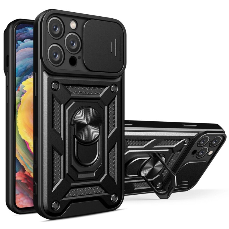 Etui HURTEL Hybrid Armor Camshield do Apple iPhone 16 Pro Max Czarny
