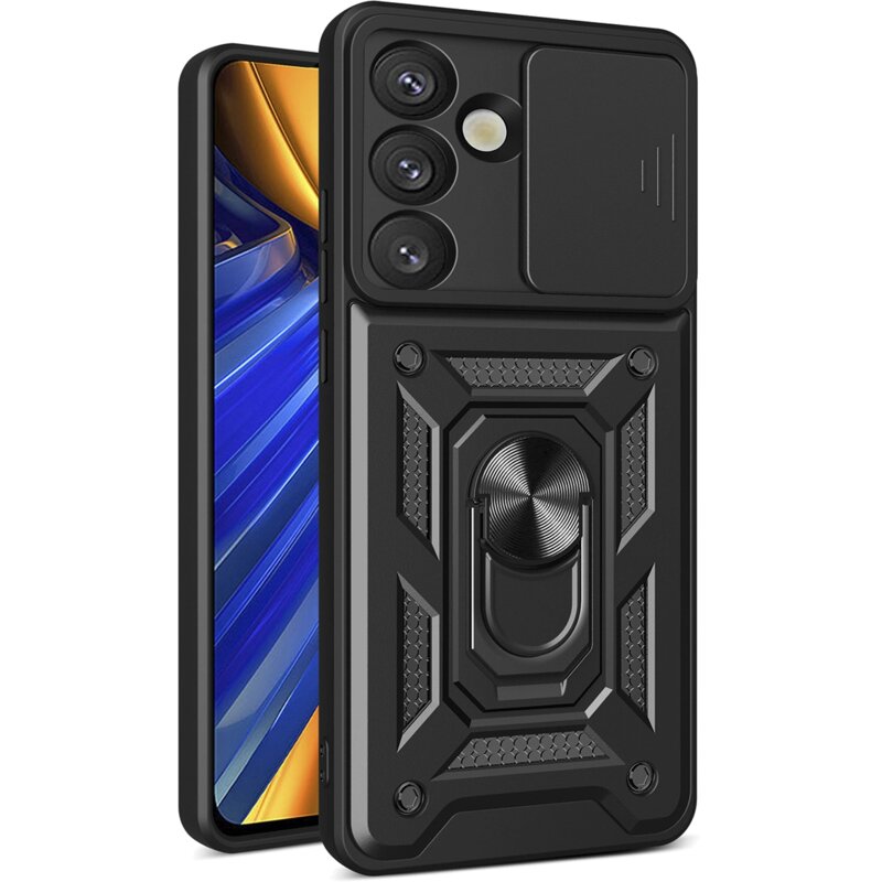Etui HURTEL Hybrid Armor Camshield do Samsung Galaxy S25 Czarny