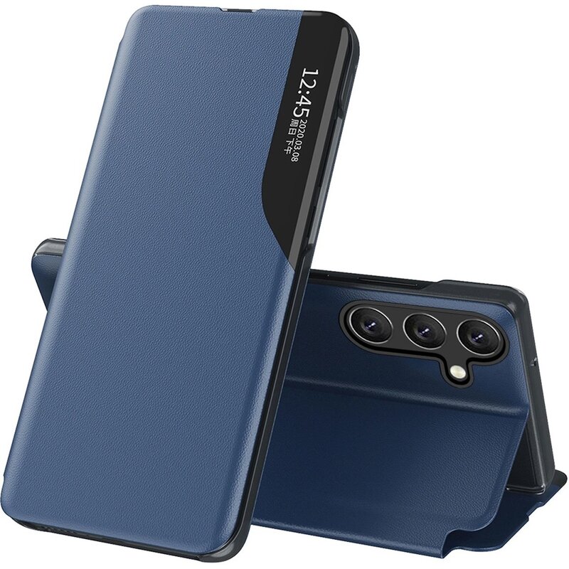 Etui HURTEL Eco Leather View Case do Samsung Galaxy S25+ Niebieski