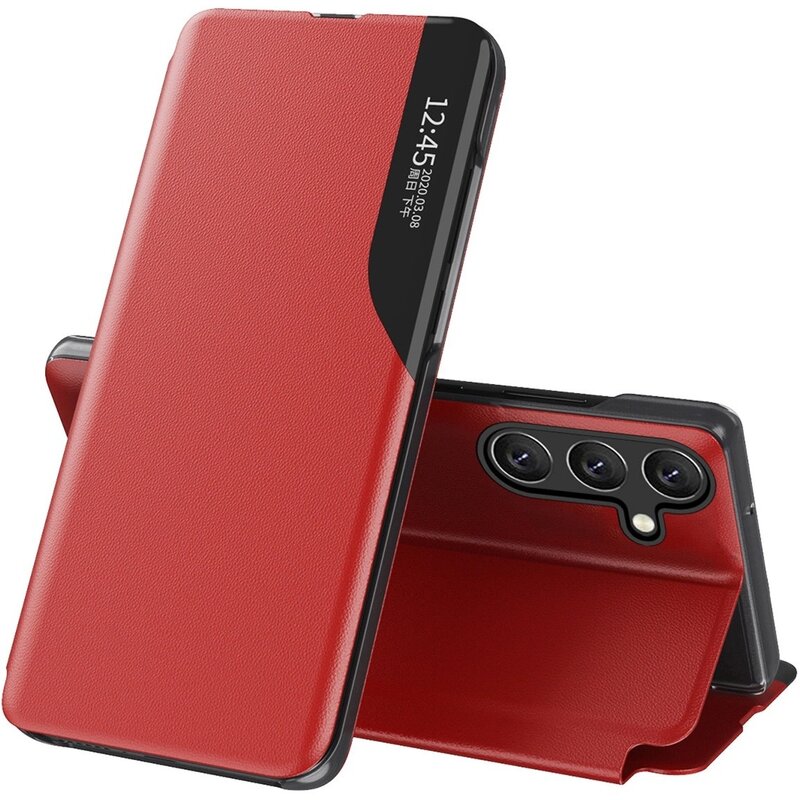 Etui HURTEL Eco Leather View Case do Samsung Galaxy S25+ Czerwony