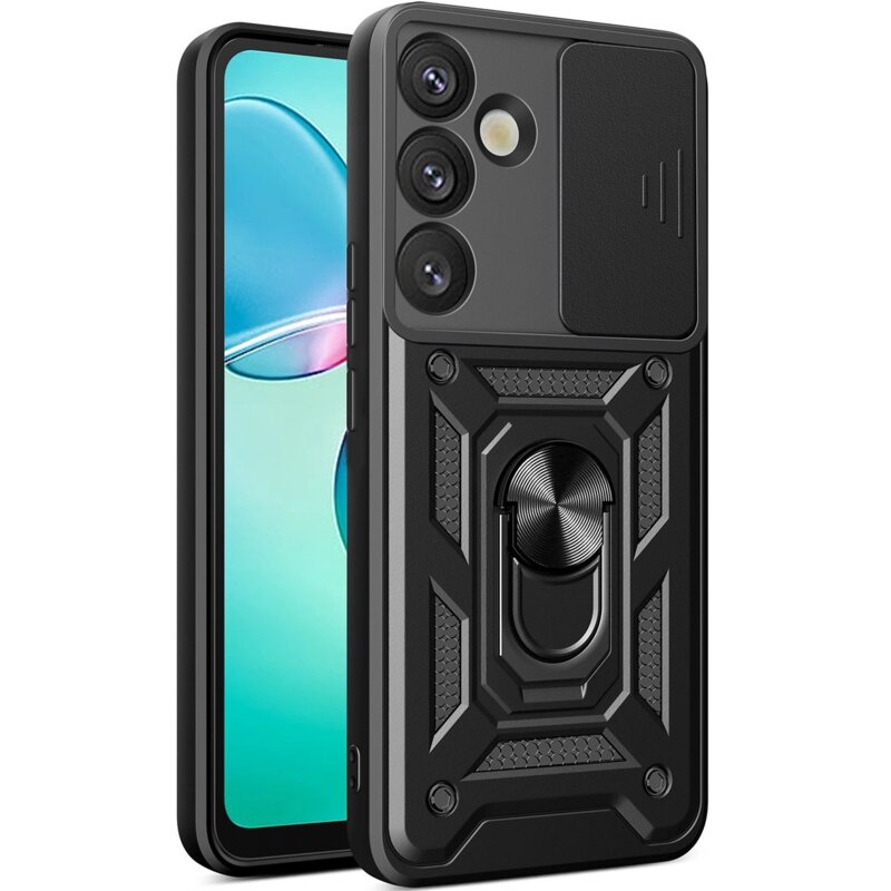 Etui HURTEL Hybrid Armor Camshield do Samsung Galaxy S25+ Czarny