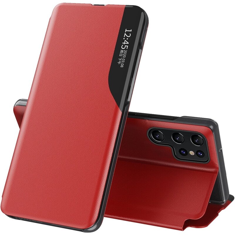 Etui HURTEL Eco Leather View Case do Samsung Galaxy S25 Ultra Czerwony