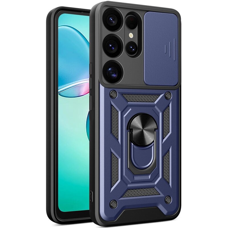 Etui HURTEL Hybrid Armor Camshield do Samsung Galaxy S25 Ultra Niebieski