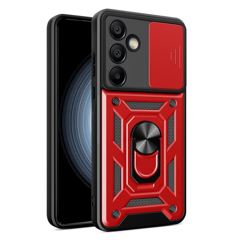 Etui HURTEL Hybrid Armor Camshield do Samsung Galaxy S24 FE Czerwony