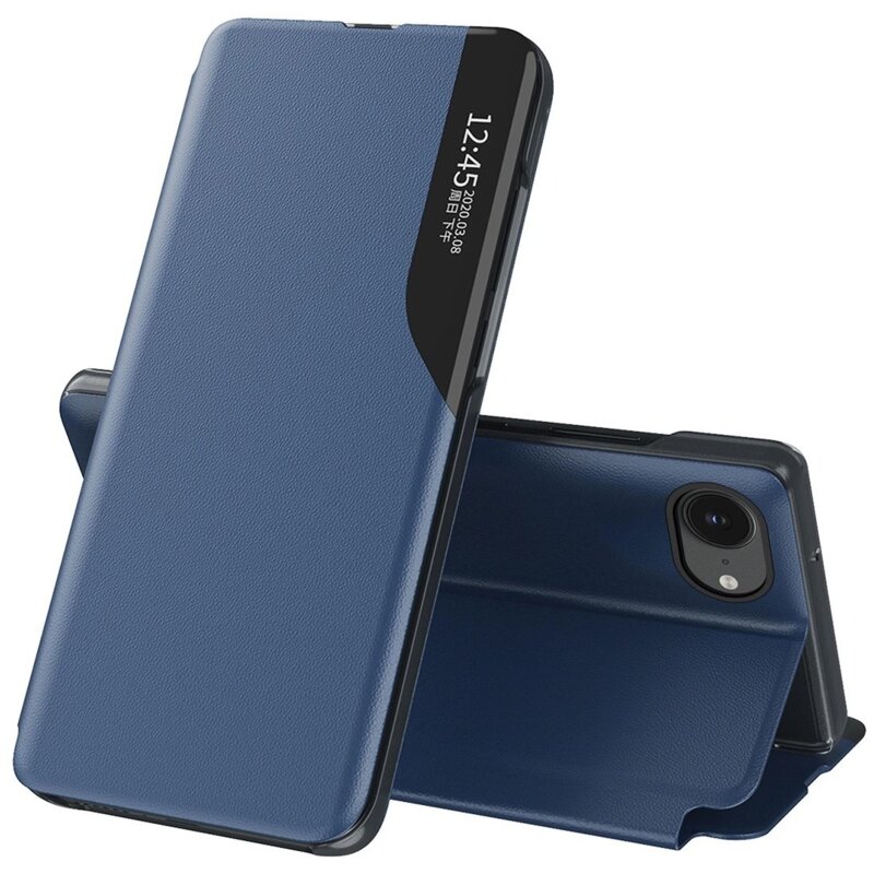 Etui HURTEL Eco Leather View Case do Apple iPhone 16e Niebieski