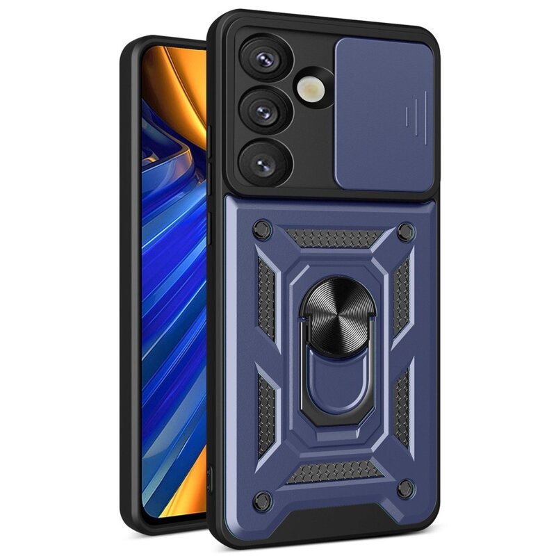 Etui HURTEL Hybrid Armor Camshield do Samsung Galaxy S25 Edge Niebieski