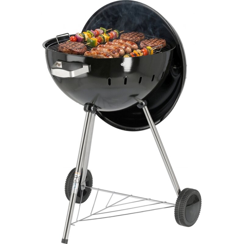 Grill ogrodowy węglowy YATO YG-20300 Zamykany, okrągły, na kółkach Czarny