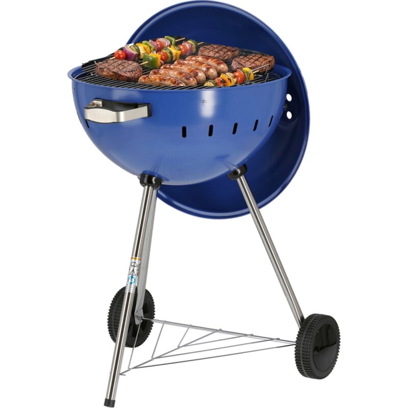 Grill ogrodowy węglowy YATO YG-20302 Zamykany, okrągły, na kółkach Niebieski