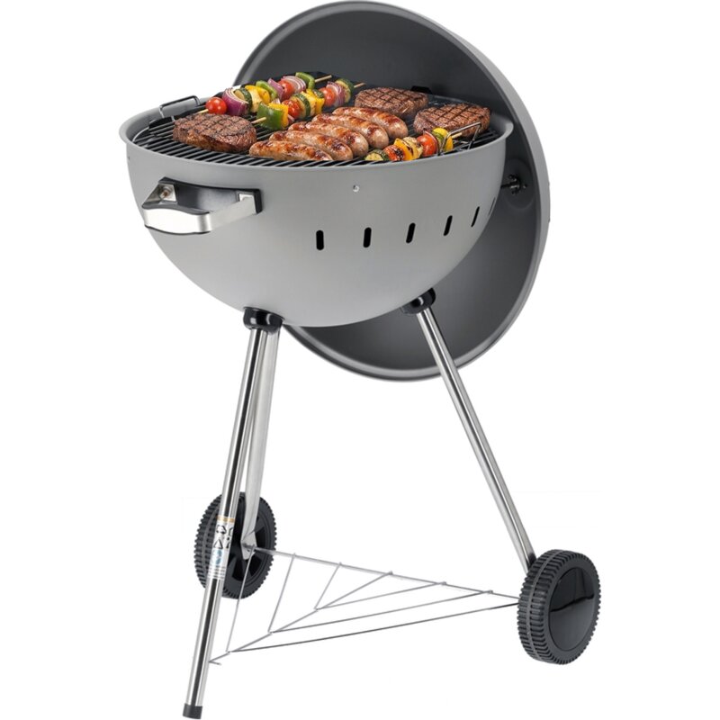 Grill ogrodowy węglowy YATO YG-20301 Zamykany, okrągły, na kółkach Szary