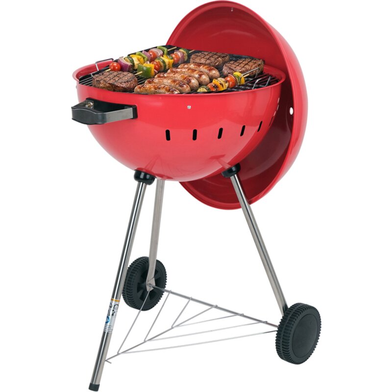 Grill ogrodowy węglowy YATO YG-20304 Zamykany, okrągły, na kółkach Czerwony