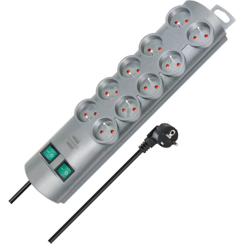 Brennenstuhl Primera-Line 144103 10 gniazd 2m Srebrny