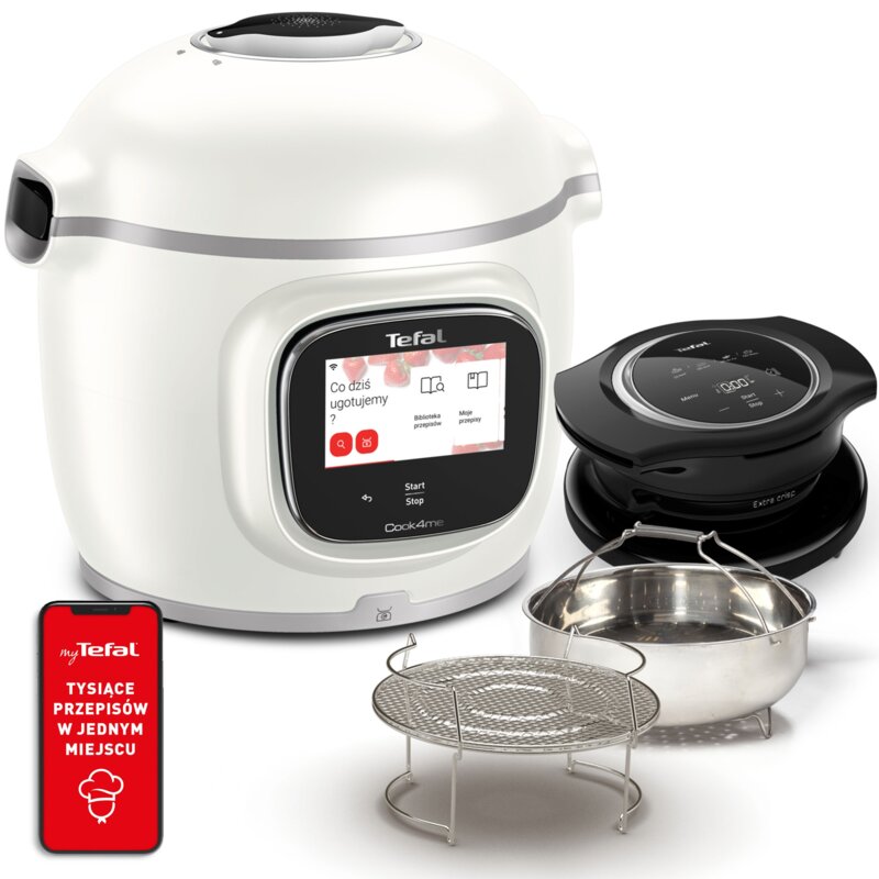 Multicooker TEFAL Cook4me Touch Pro CY94X1F1 (Wi-Fi) z pokrywą do zapiekania Extra Crisp dającą funkcjonalność AirFryera