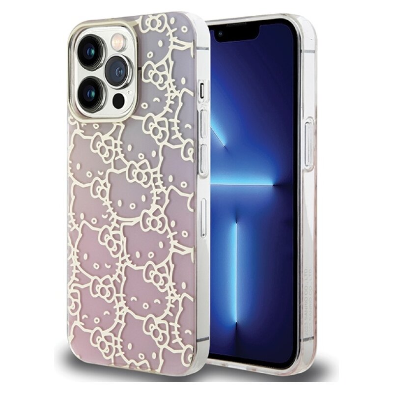 Etui HELLO KITTY IML Gradient Electrop Crowded Kitty Head do iPhone 14 Pro Max Różowy