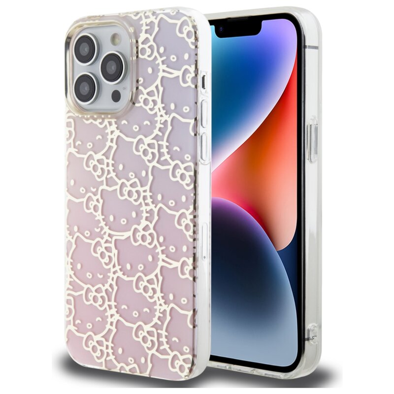 Etui HELLO KITTY IML Gradient Electrop Crowded Kitty Head do Apple iPhone 15 Pro Max Różowy