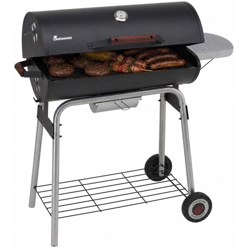 Grill ogrodowy węglowy LANDMANN Taurus 660 31421 Zamykany, beczka, regulacja wysokości, termometr, kółka