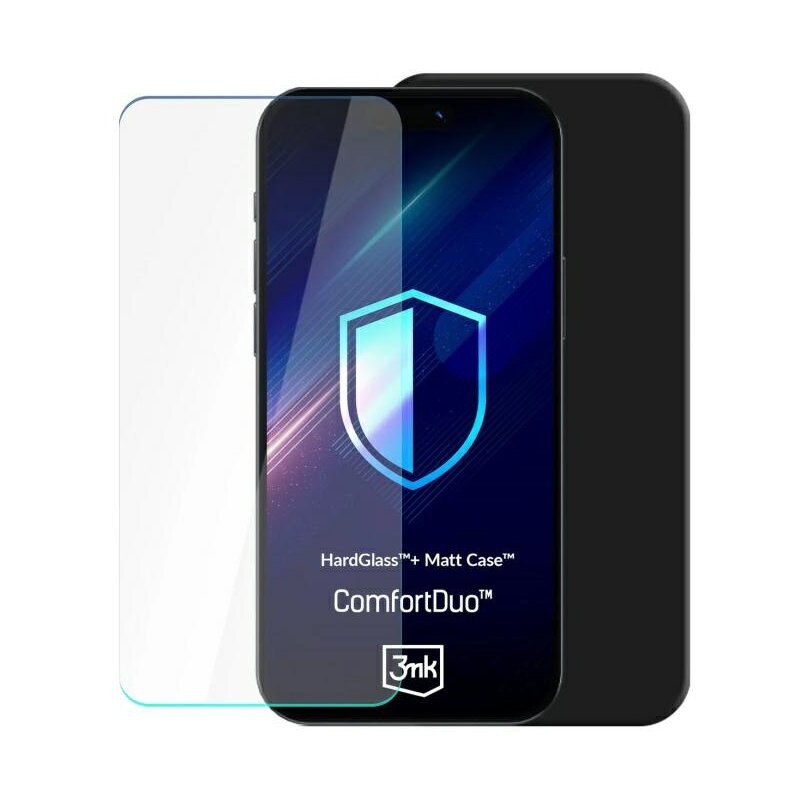 Etui 3MK ComfortDuo Matt do Apple iPhone 16 Pro Czarny + szkło hartowane