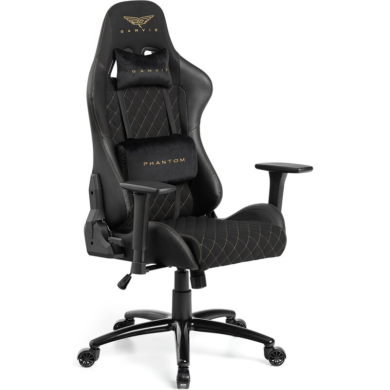 Fotel gamingowy GAMVIS Phantom Large Czarny (złote elementy)