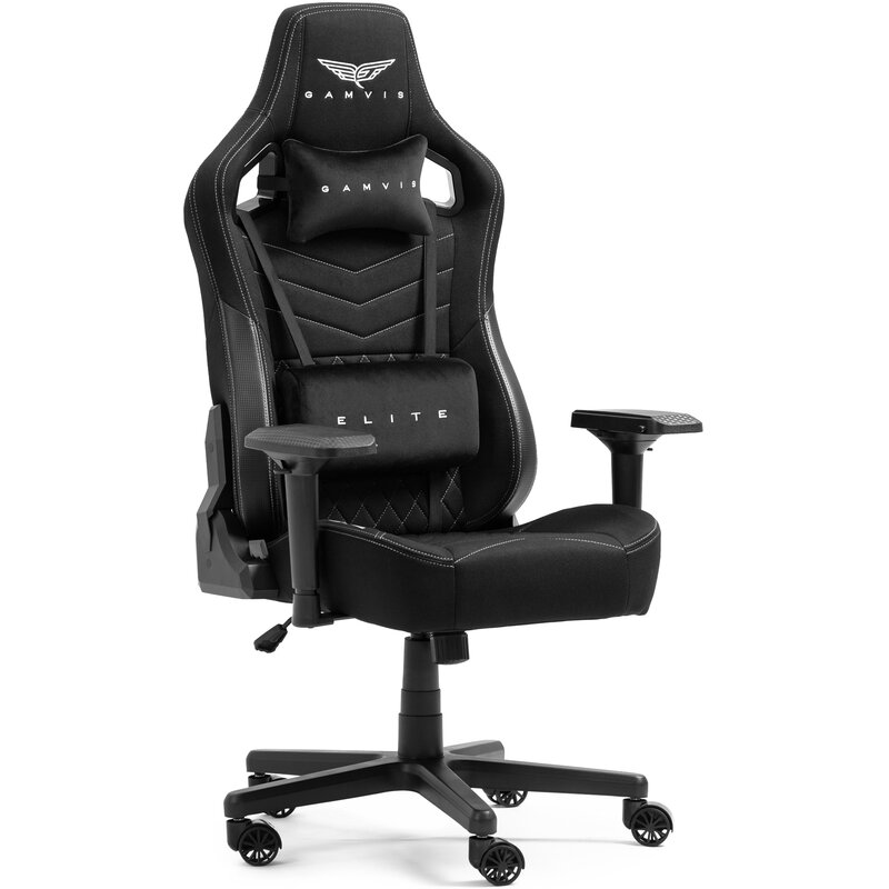 Fotel gamingowy GAMVIS Elite 2.0 XL Basic Czarny (białe elementy)