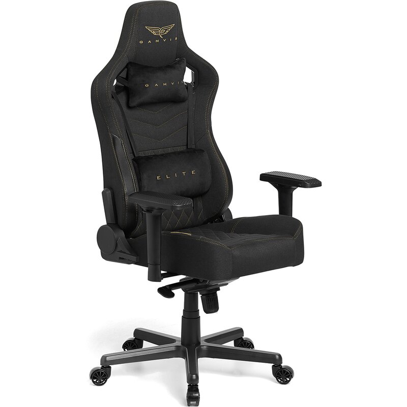 Fotel gamingowy GAMVIS Elite 2.0 Pro XL Tkanina Czarny (złote elementy)