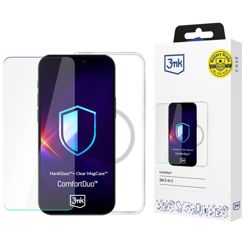 Etui 3MK ComfortDuo Clear MagCase do Apple iPhone 17 Przezroczysty + szkło hartowane