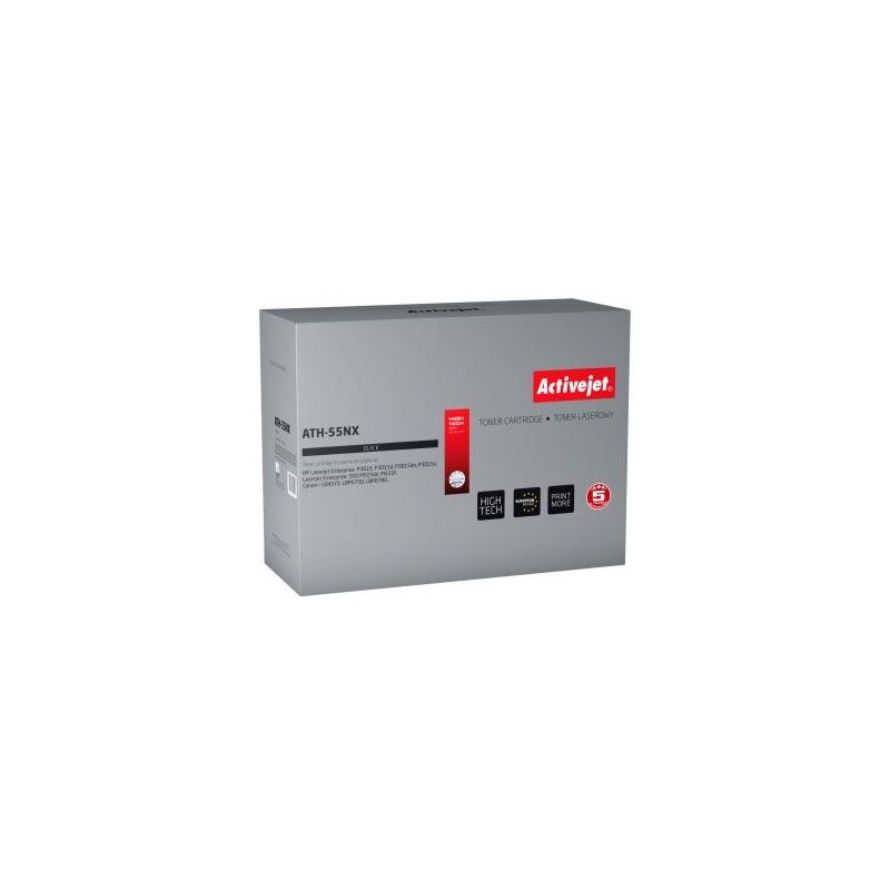 Activejet ATH-55NX Toner do drukarek HP, Canon, Zamiennik HP 55X CE255X, Canon CRG-724H; Supreme; 12500 stron; czarny.