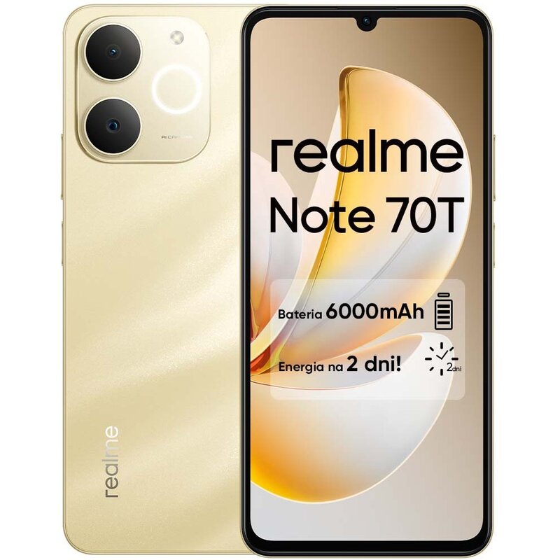 Smartfon REALME Note 70T 4/128GB 6.74” 90 Hz Złoty