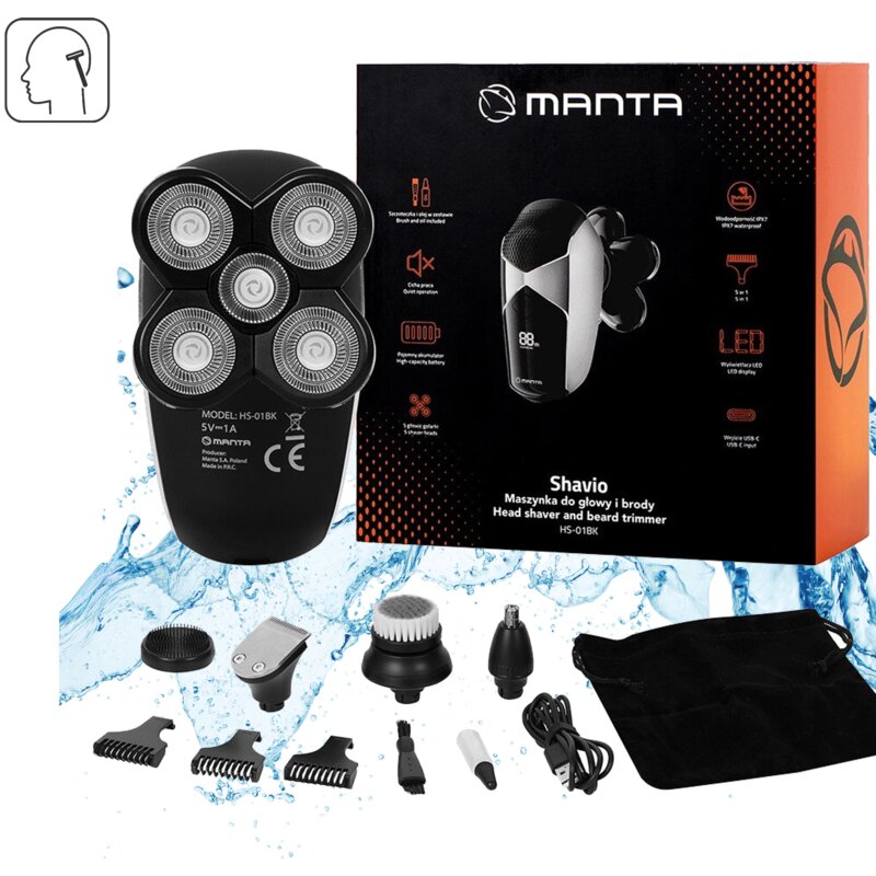 Golarka MANTA Shavio HS-01BK Na mokro i sucho