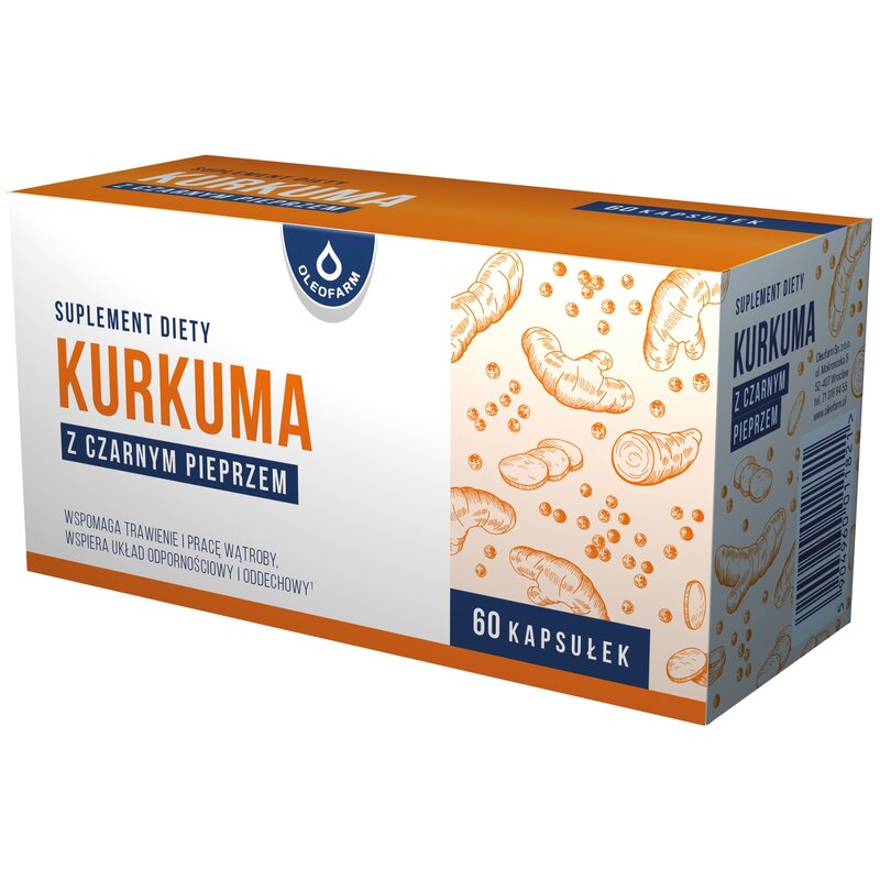 Suplement na trawienie OLEOFARM Kurkuma z czarnym pieprzem (60 kapsułek)