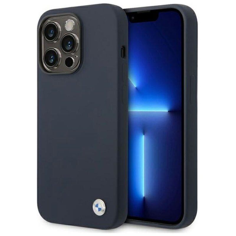 Etui BMW Silicone Metal Logo MagSafe do Apple iPhone 14 Pro Max Granatowy