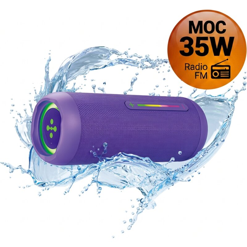 Głośnik mobilny XMUSIC BTS660 Bluetooth, Moc 35W, IP67, Bass Boost, Radio FM, MicroSD, Fioletowy