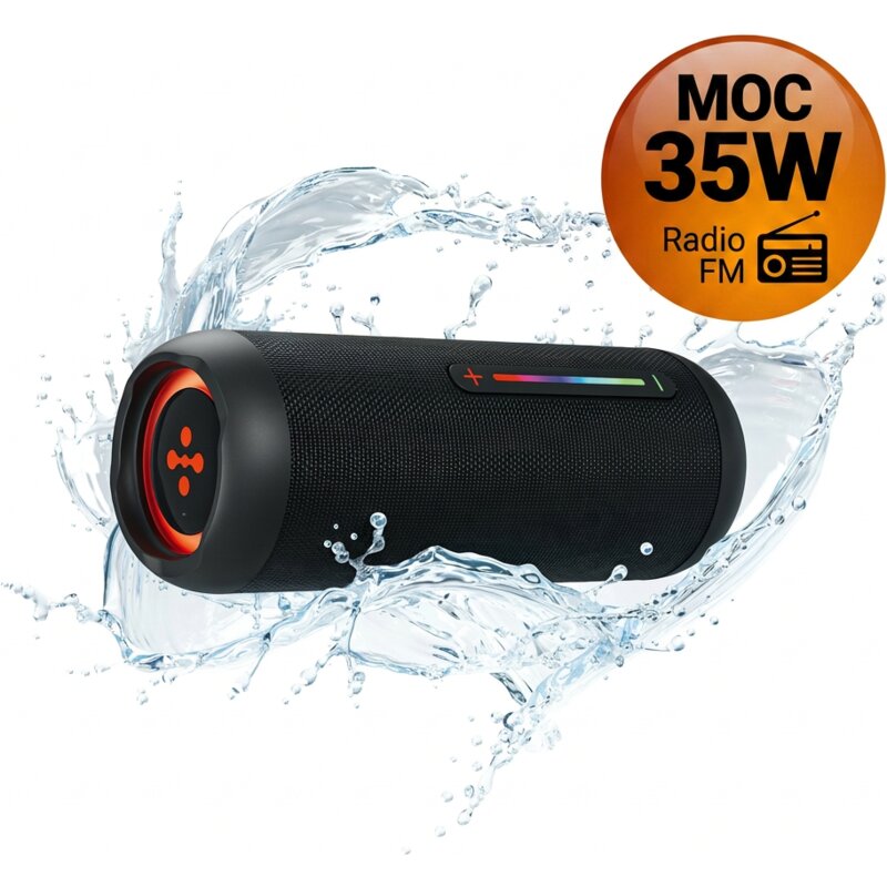 Głośnik mobilny XMUSIC BTS660 Bluetooth, Moc 35W, IP67, Bass Boost, Radio FM, MicroSD, Czarny