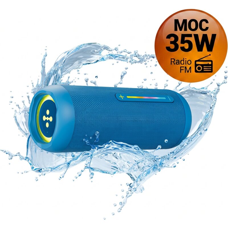 Głośnik mobilny XMUSIC BTS660 Bluetooth, Moc 35W, IP67, Bass Boost, Radio FM, MicroSD, Niebieski