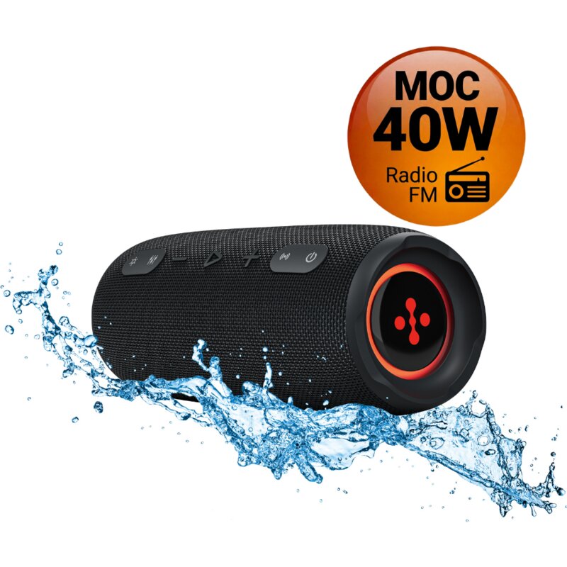 Głośnik mobilny XMUSIC BTS860 Bluetooth, Moc 40W, IP66, Akumulator 5000 mAh,  Radio FM, Czarny