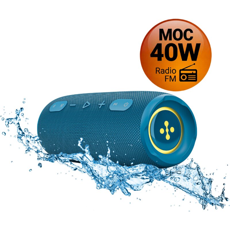Głośnik mobilny XMUSIC BTS860 Bluetooth, Moc 40W, IP66, Akumulator 5000 mAh,  Radio FM, Niebieski