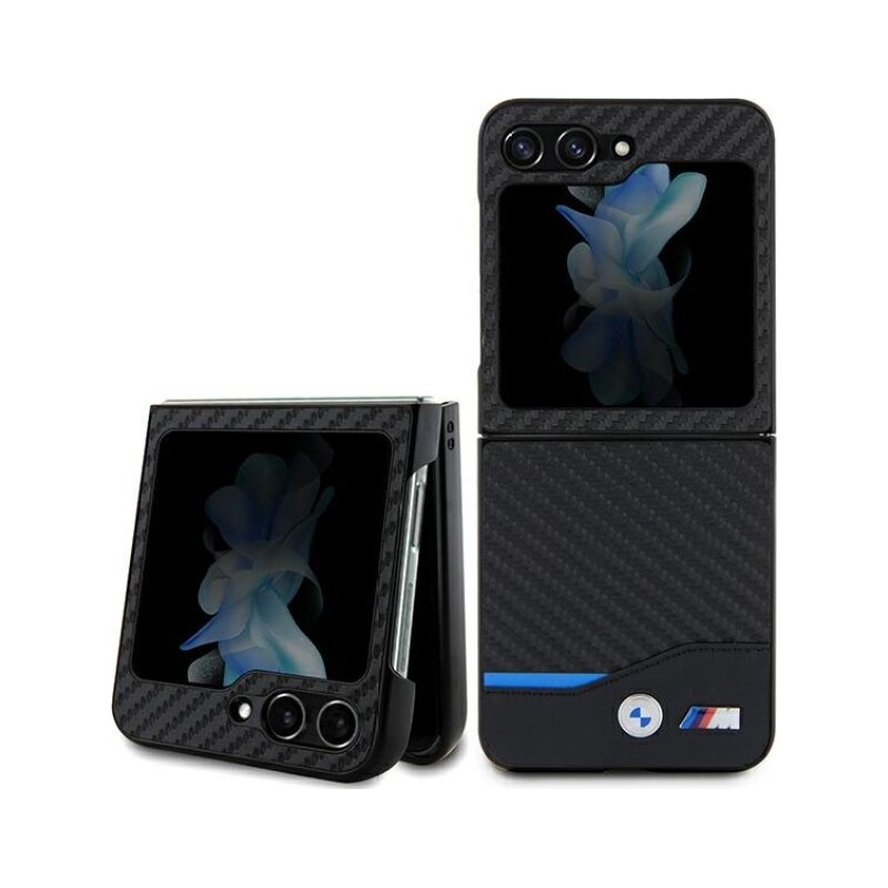 Etui BMW Leather Carbon do Samsung Galaxy Z Flip 5 Czarny