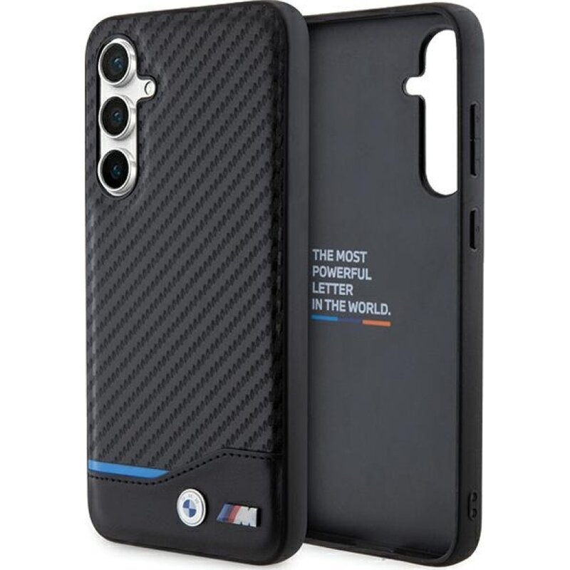 Etui BMW Leather Carbon do Samsung Galaxy S23 FE Czarny