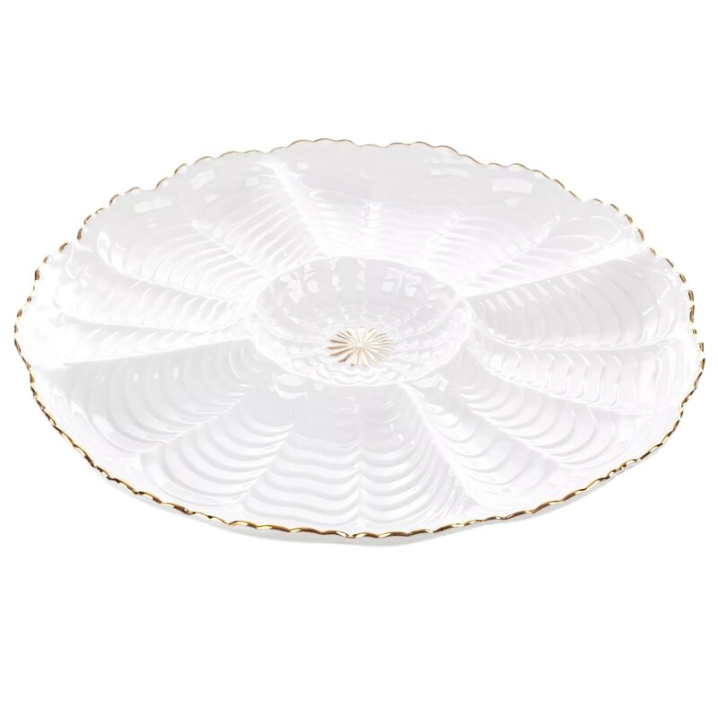 Patera EUROFIRANY Gaia 28 x 3 cm Kremowo-złoty